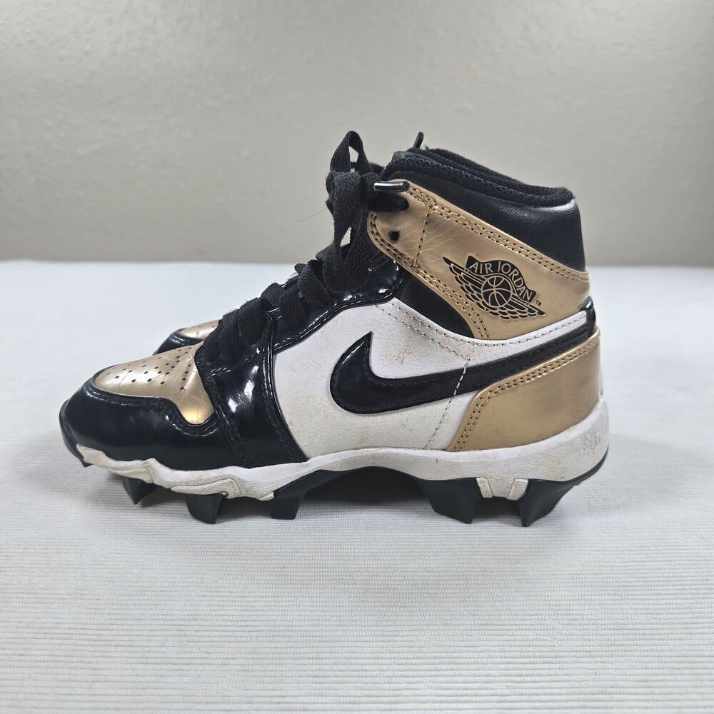 Nike Air Jordan 1 Mid "Patent Gold Toe" Cleat Youth Size 13C